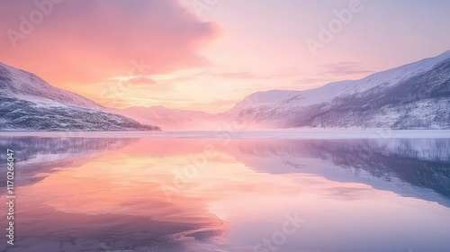 Wallpaper Mural Serene Sunrise Over Snowy Mountains and Reflective Lake Landscape Torontodigital.ca