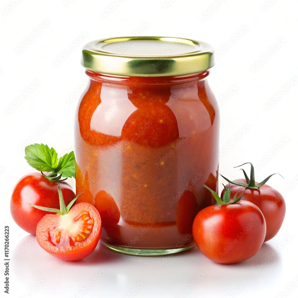tomato sauce in glass jar tomato sauce in glass jar