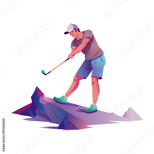 Golf player character illustration in flat style 

