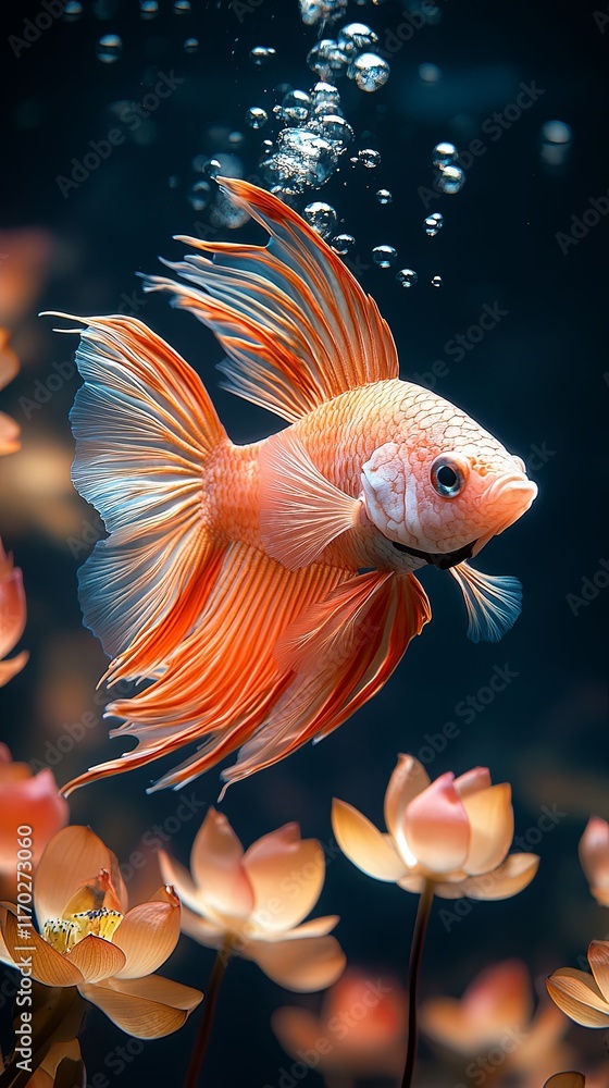 Vibrant Siamese Fighting Fish in Underwater Scene Vibrant Siamese Fighting Fish in Underwater Scene