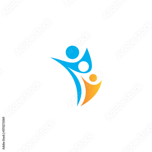 abstract logo design healthcare ecology family teamwork people logo. photo