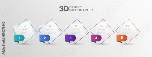 Vector infographic template. 5 options or steps. Infographics concept for business. 3d vector template design