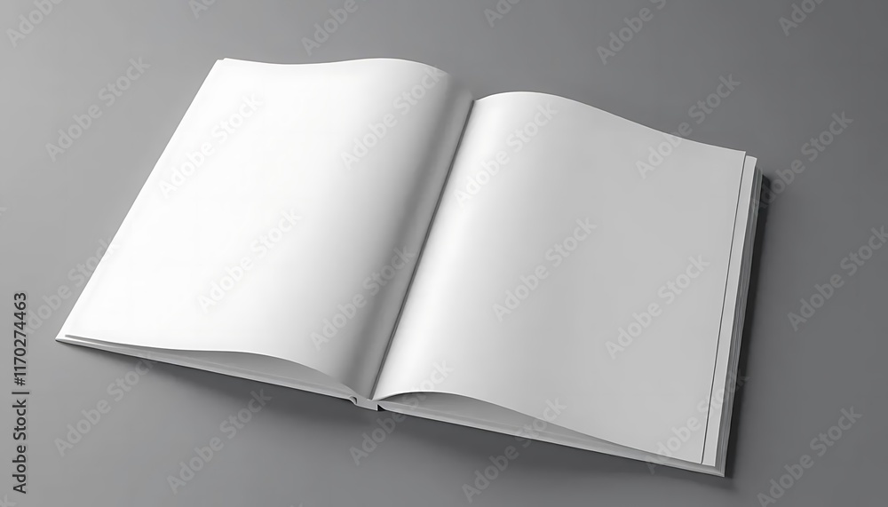 Open Blank Book Resting on Gray Surface Open Blank Book Resting on Gray Surface