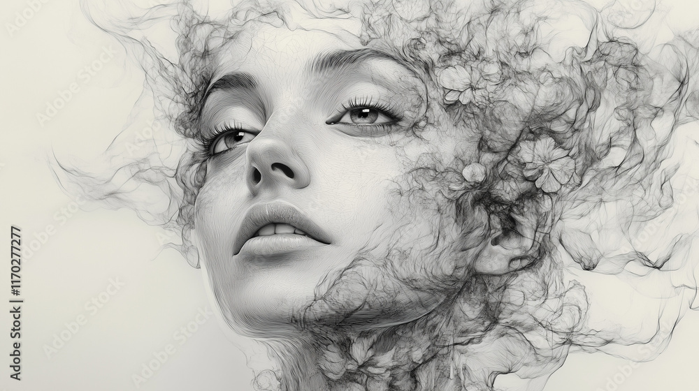 Fototapeta premium Depression woman sketch