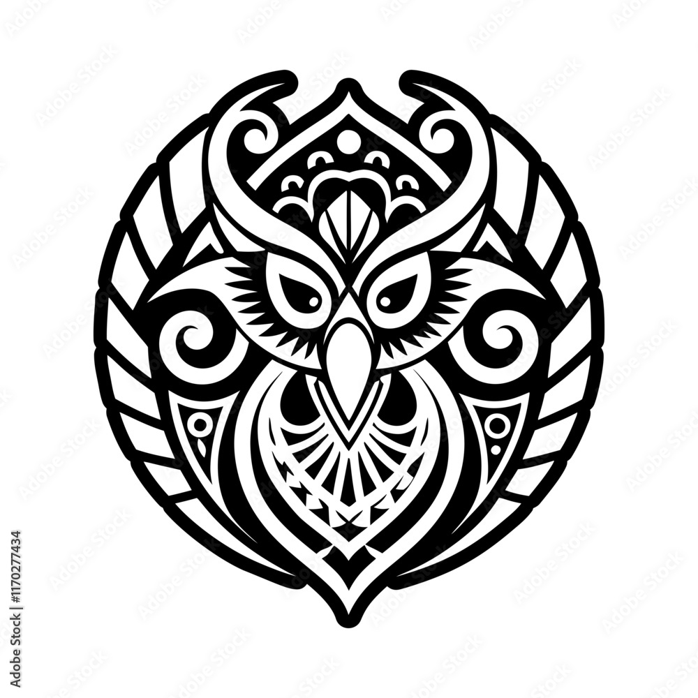 Naklejka premium Bird motif icon in solid style