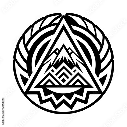 Mountain symbol icon in filled style