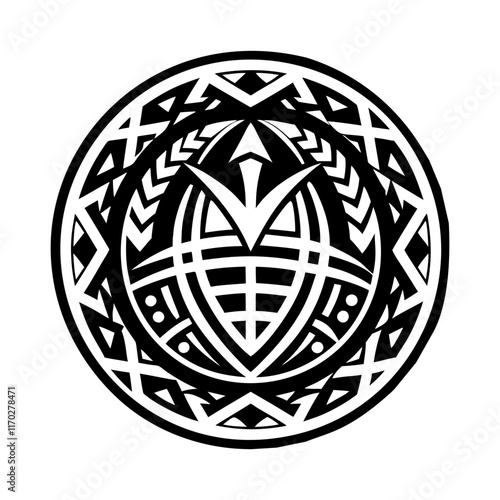 Polynesian tattoo icon in filled style