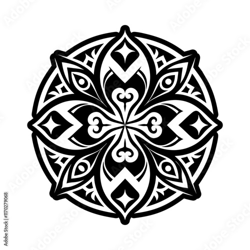 Tapa cloth tattoo icon in solid style