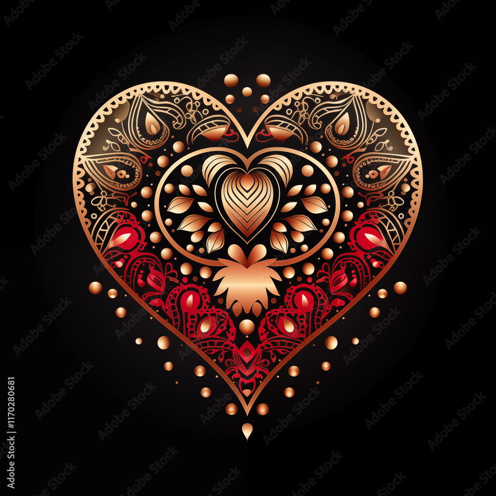 Premium Wallpaper Design Featuring Valentine's Mandala and Hearts Premium Wallpaper Design Featuring Valentine's Mandala and Hearts