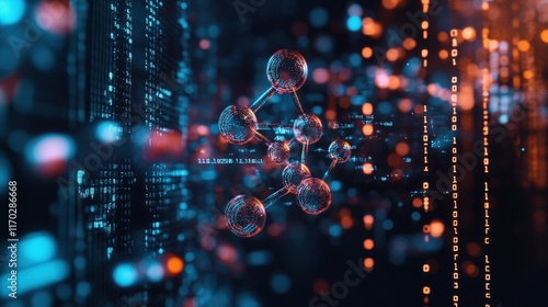 Fototapeta Naklejka Na Ścianę i Meble -  Exploring molecular structures digital realm 3d visualization high-tech environment futuristic perspective