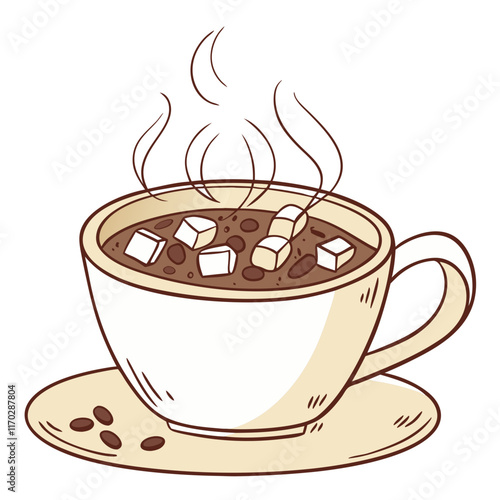 Hot Chocolate with Marshmallows and Chocolate Shavings. Perfect for: Winter Nights, Holiday Seasons, Cozy Gatherings