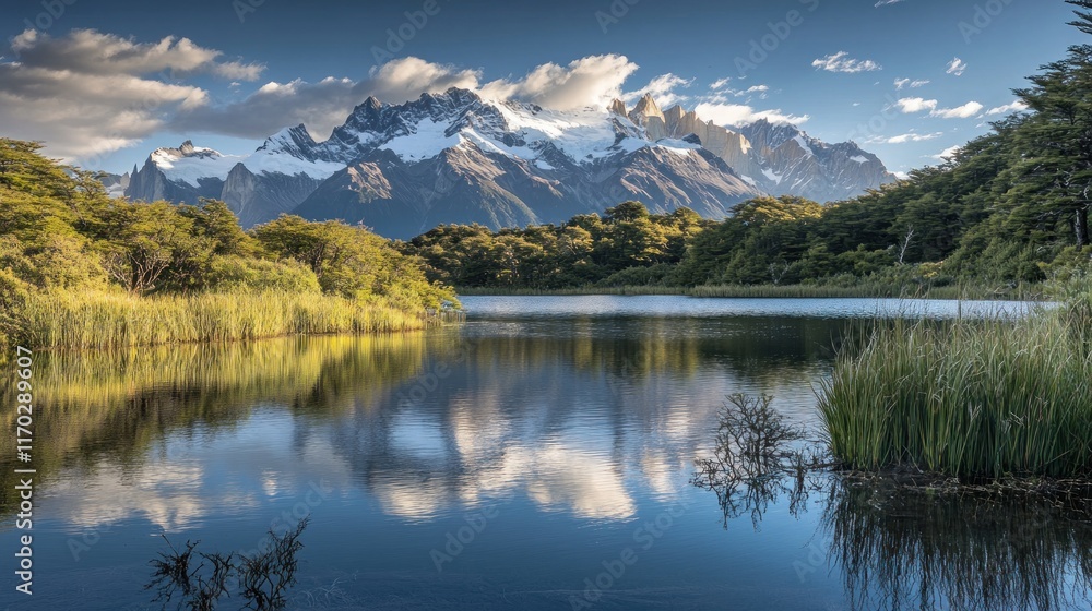 Naklejka premium Majestic Mountain Reflection in Lake