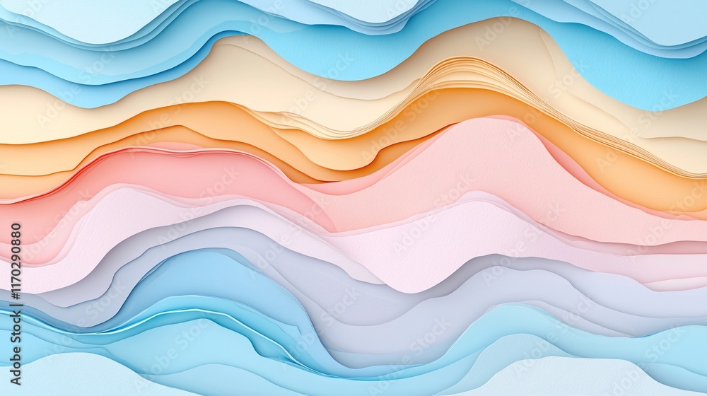 Fototapeta premium Abstract pastel wave layers background.