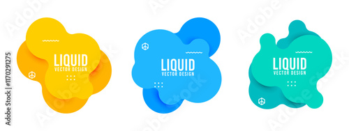 Modern liquid vector design set in yellow, blue, and teal