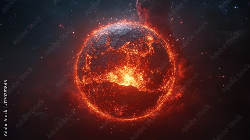 Fiery Planet: A Digital Rendering of a Burning World Fiery Planet: A Digital Rendering of a Burning World
