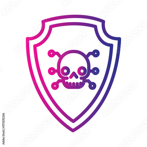 Prevent Threats or Mitigate Attacks Icon – Shield with Virus Symbol Representing Threat Mitigation