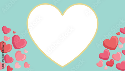 ハートの飾りフレーム　ハートの文字スペース　バレンタイン　イラスト　HDサイズ