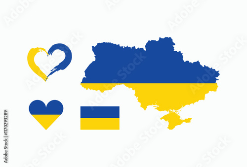 Ukrainian country map and flag