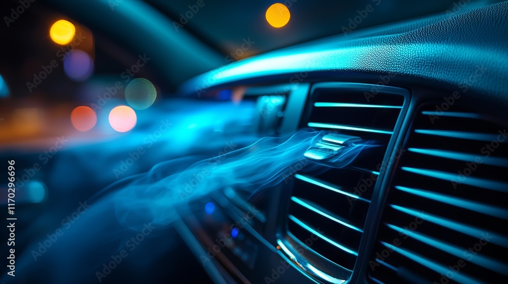 Smoke Flowing from Car Vent at Night Smoke Flowing from Car Vent at Night