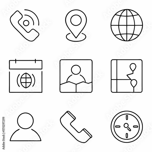 Design a series of navigation icons for a mobile app, focusing on simplicity and clarity