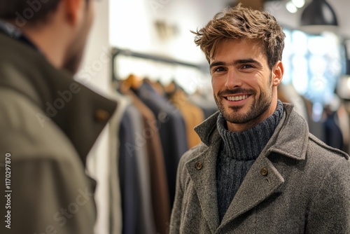 A man is seeking advice from a stylist on how to dress for different occasions. He’s ready to refine