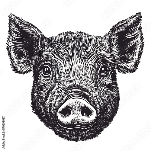 Wallpaper Mural Engraved pig head. Torontodigital.ca