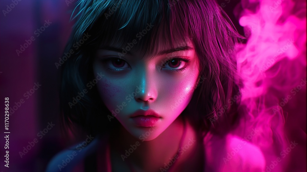 Cyberpunk Girl: Neon Dreams, Digital Art Cyberpunk Girl: Neon Dreams, Digital Art
