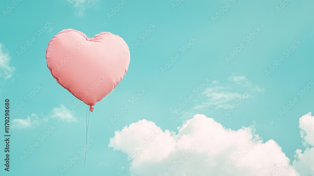 Obraz premium Colorful heart-shaped clouds in a dreamy sky create a serene and enchanting atmosphere