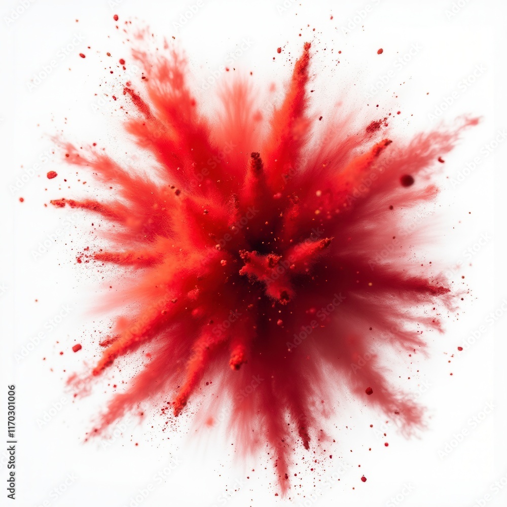 Red Color Explosion Isolated On White Red Color Explosion Isolated On White