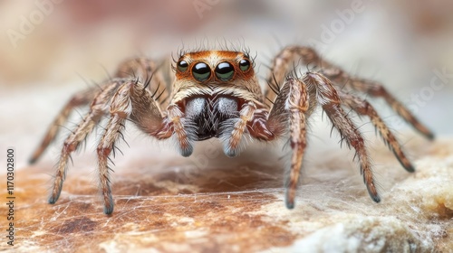 Wallpaper Mural Fascinating Macro Close-Up of Tiny Spider in Intricate Web under Soft Natural Light - Vibrant Tones and Silk Details\ Torontodigital.ca