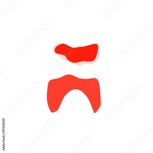 Illustration of damaged teeth. Cracked teeth. Cavities. Bleeding teeth. Tartar 