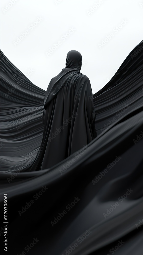 Mysterious Figure in a Dark, Flowing Cape Mysterious Figure in a Dark, Flowing Cape