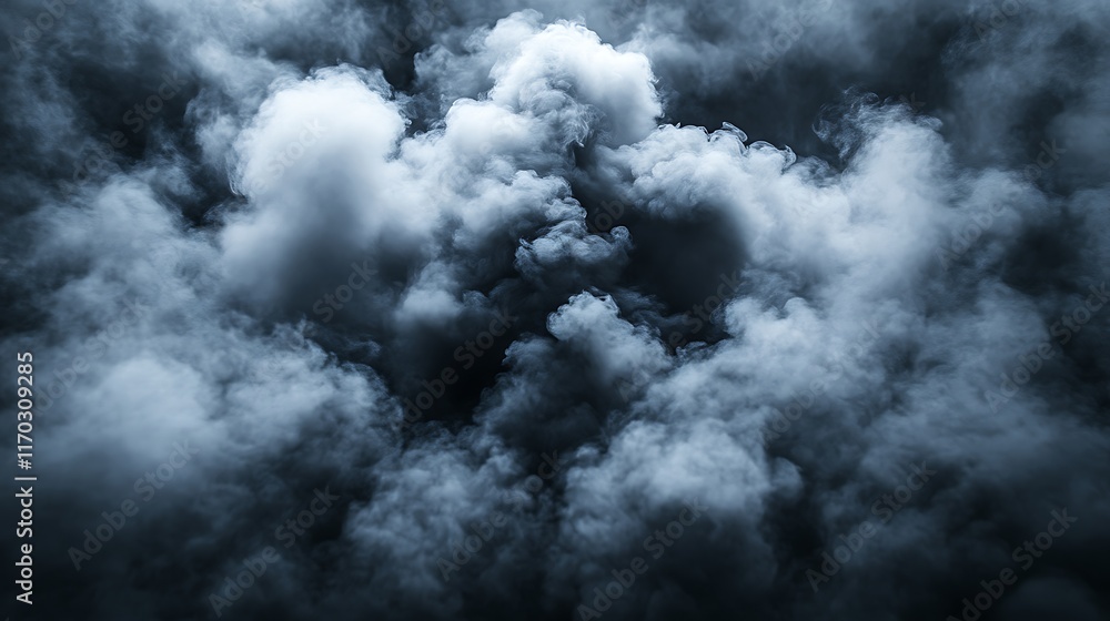 Dense Gray Smoke Clouds Fill The Frame Dense Gray Smoke Clouds Fill The Frame