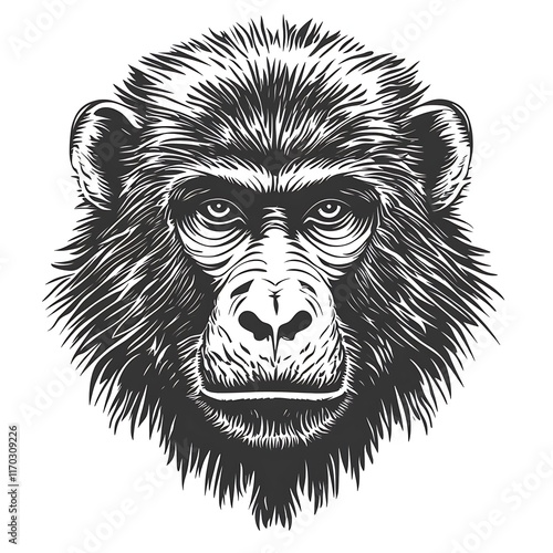 Engraved monkey face. photo