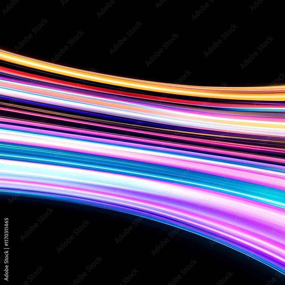 Vibrant Light Streaks on Black Background for Modern Art Style Vibrant Light Streaks on Black Background for Modern Art Style