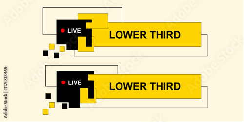 Graphic set of lower thirds for media streaming broadcasting live elements vector design concept.