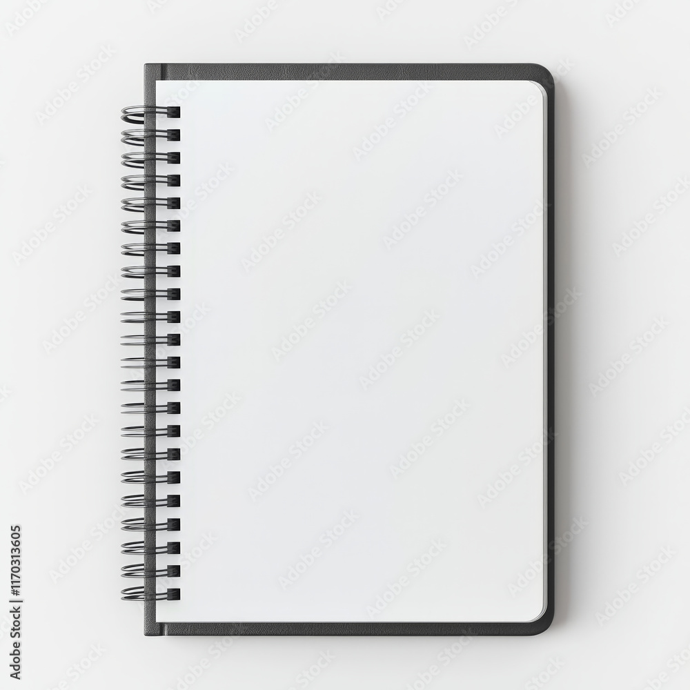 Blank notebook with spiral binding on plain white background Blank notebook with spiral binding on plain white background
