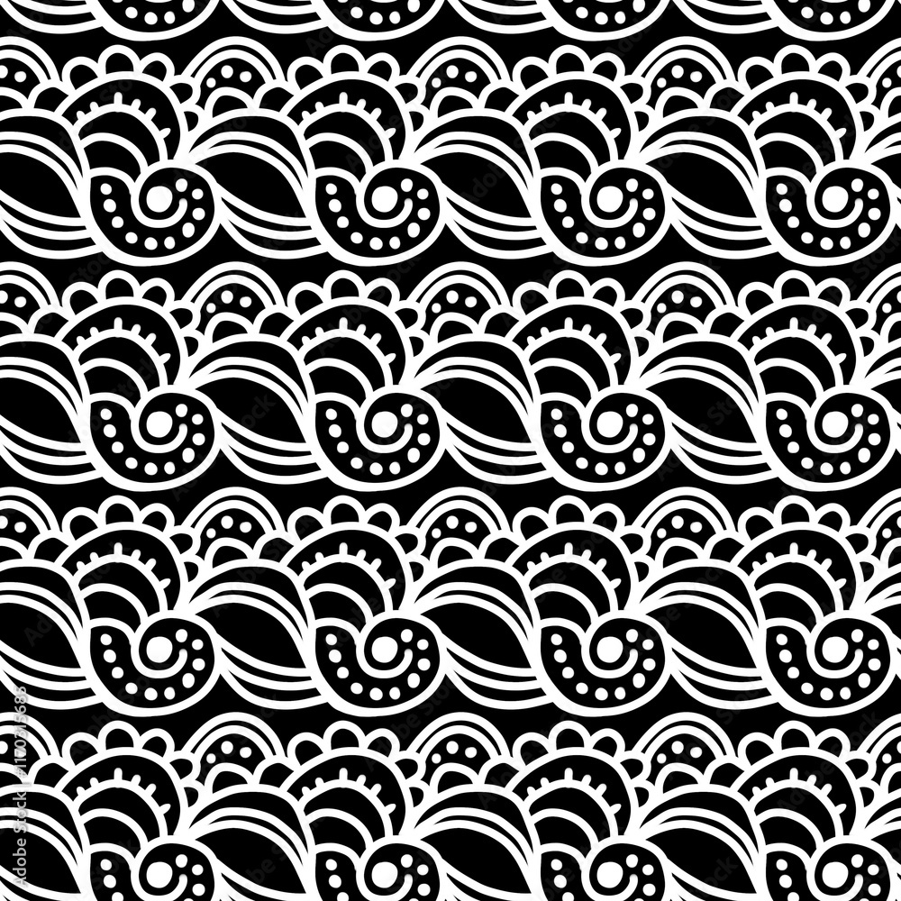 Fototapeta premium background, black and white pattern, flower pattern, leaves