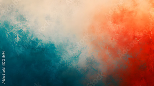 Blurred abstract grainy color gradient background blue teal red beige orange noise texture poster banner design