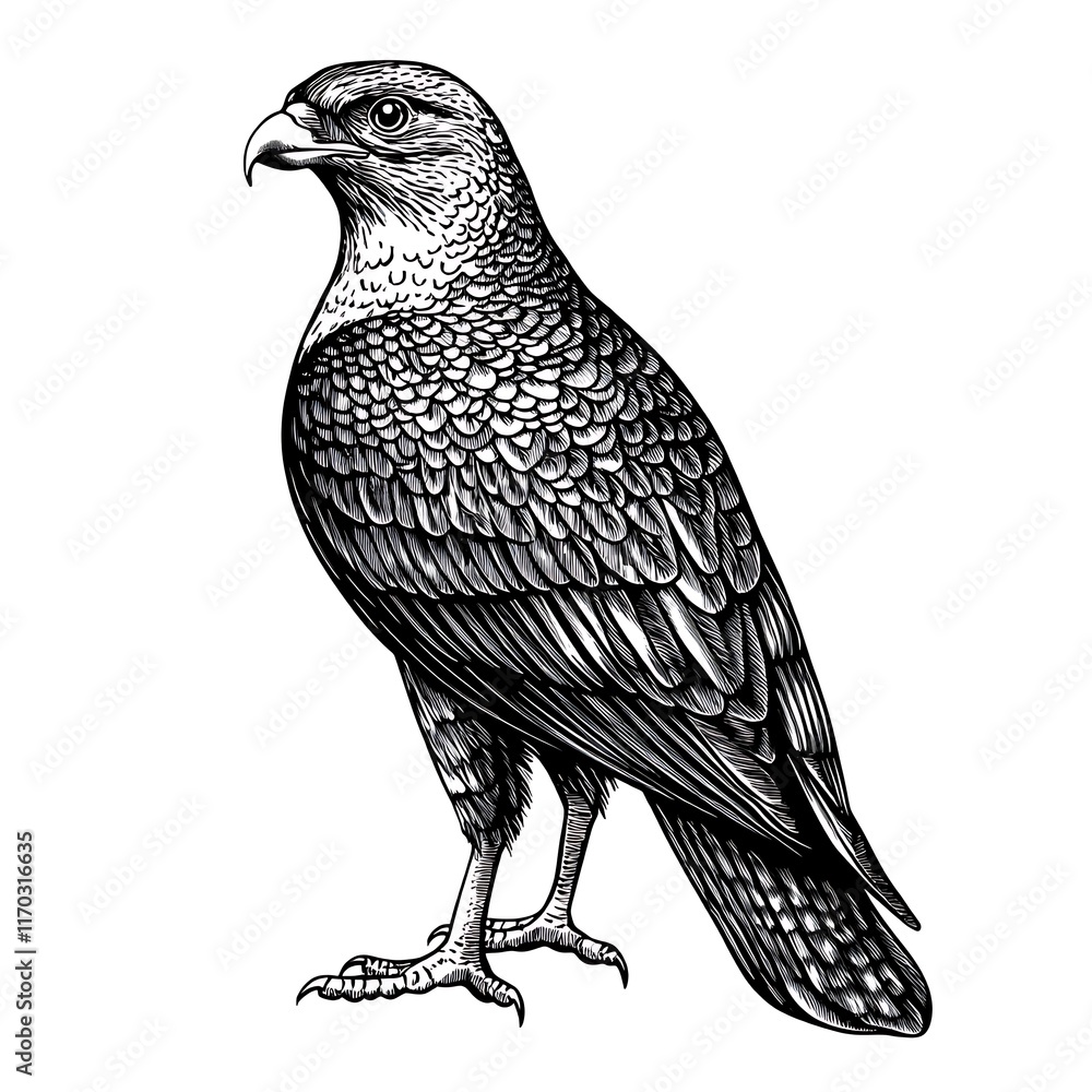 Fototapeta premium Detailed drawing of a hawk. (1)