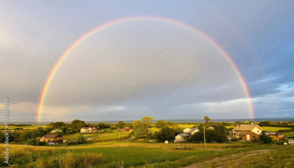 Fototapeta premium Rainbow over Rural Landscape