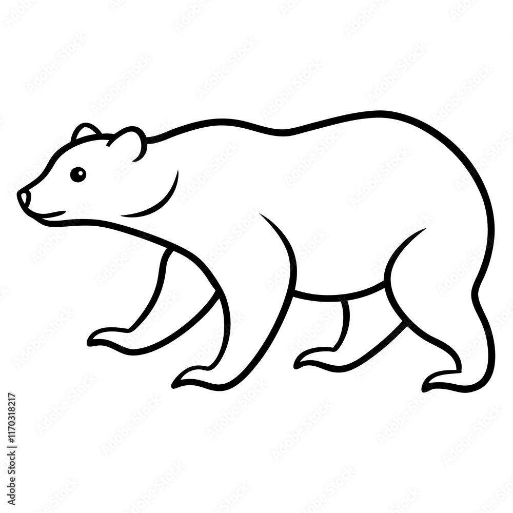 Cute Silhouette of a Bear line art vector cartoon illustration Cute Silhouette of a Bear line art vector cartoon illustration