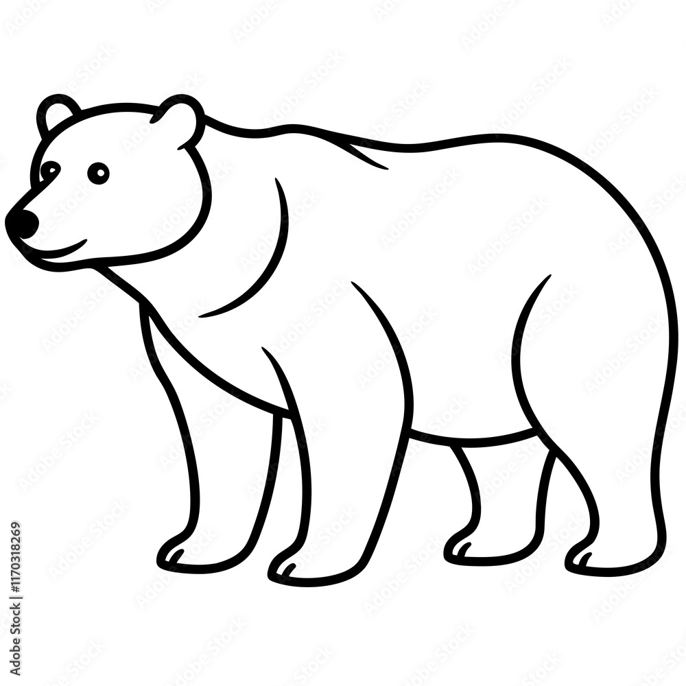 Cute Silhouette of a Bear line art vector cartoon illustration Cute Silhouette of a Bear line art vector cartoon illustration
