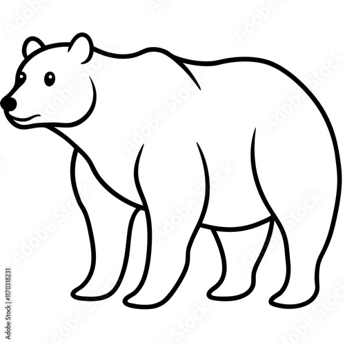 Cute Silhouette of a Bear line art vector cartoon illustration