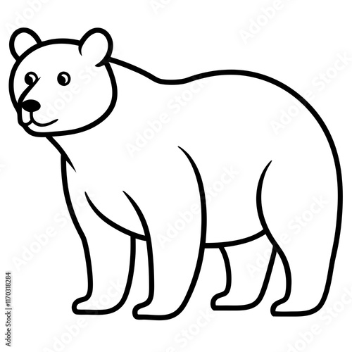 Cute Silhouette of a Bear line art vector cartoon illustration