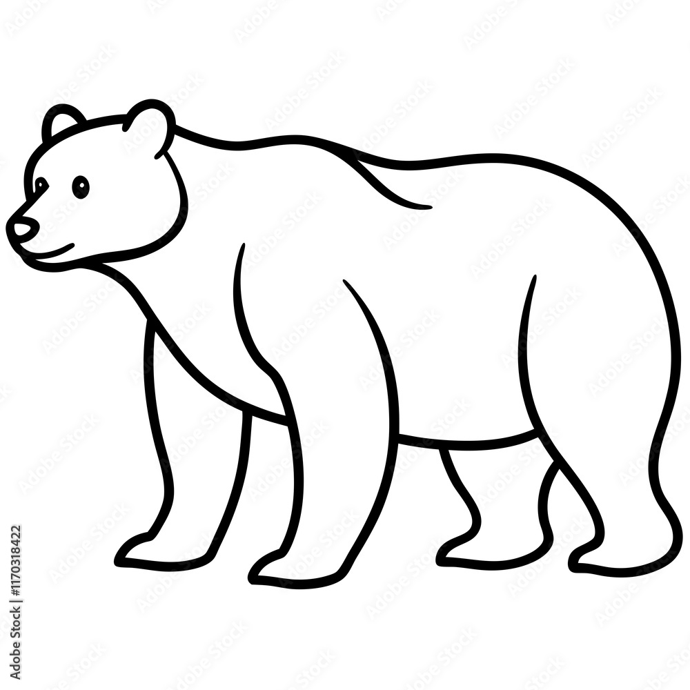 Cute Silhouette of a Bear line art vector cartoon illustration Cute Silhouette of a Bear line art vector cartoon illustration