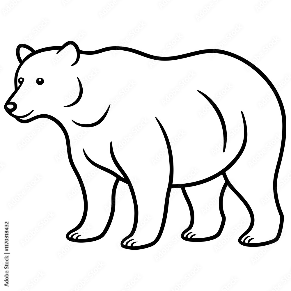 Cute Silhouette of a Bear line art vector cartoon illustration Cute Silhouette of a Bear line art vector cartoon illustration