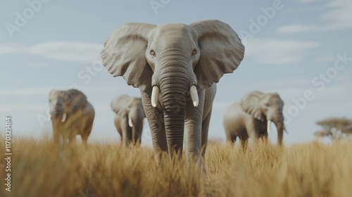 Elephants. A group of elephants. 