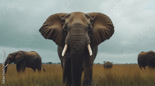 Elephants. A group of elephants. 