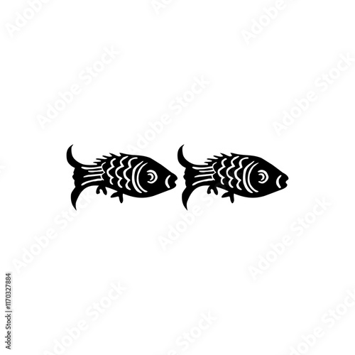 Silhouette of the Gold Fish, Oriental Style, can use for Ornate, Decoration, Logo Gram, Pictogram or Graphic Design Element. Vector Illustration